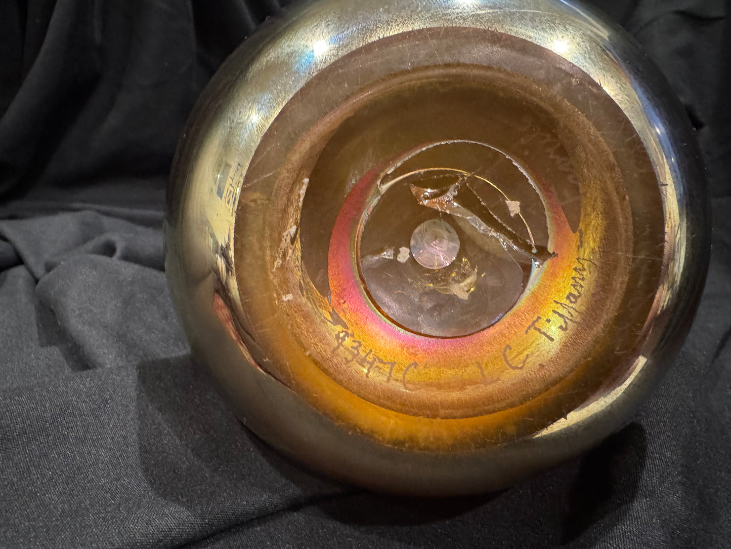 Tiffany Studios Favrile Glass Goose Neck Rose Water Sprinkler Vase, 15" Tall Signed L.C. Tiffany