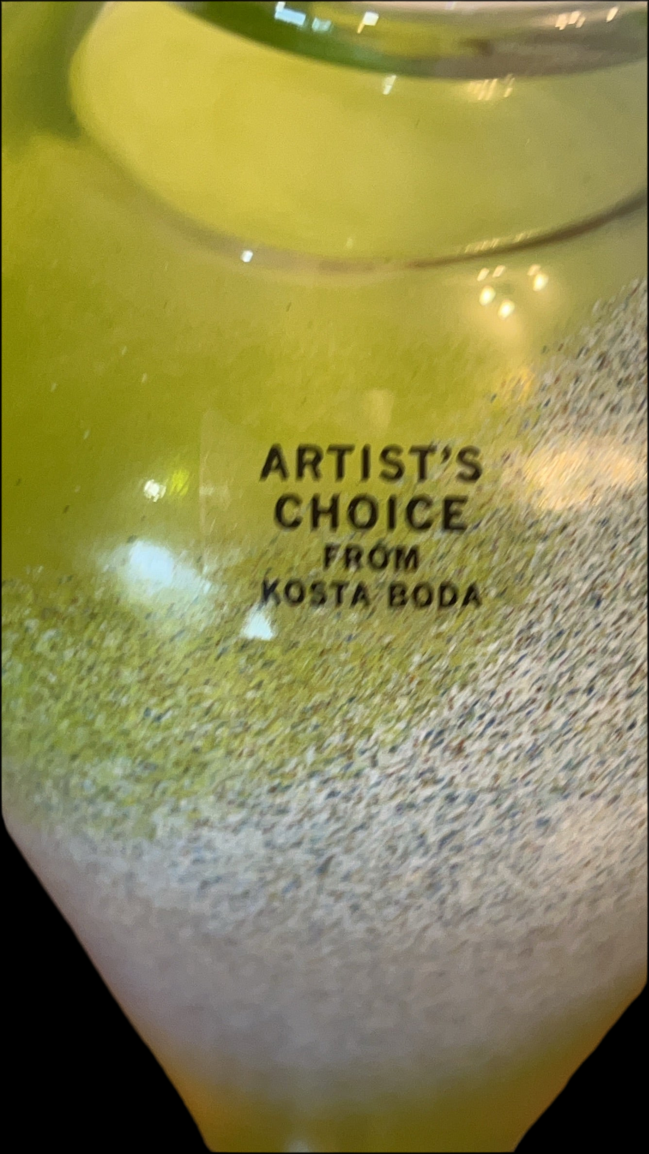 Green, And White Swirl Vase Kosta Boda