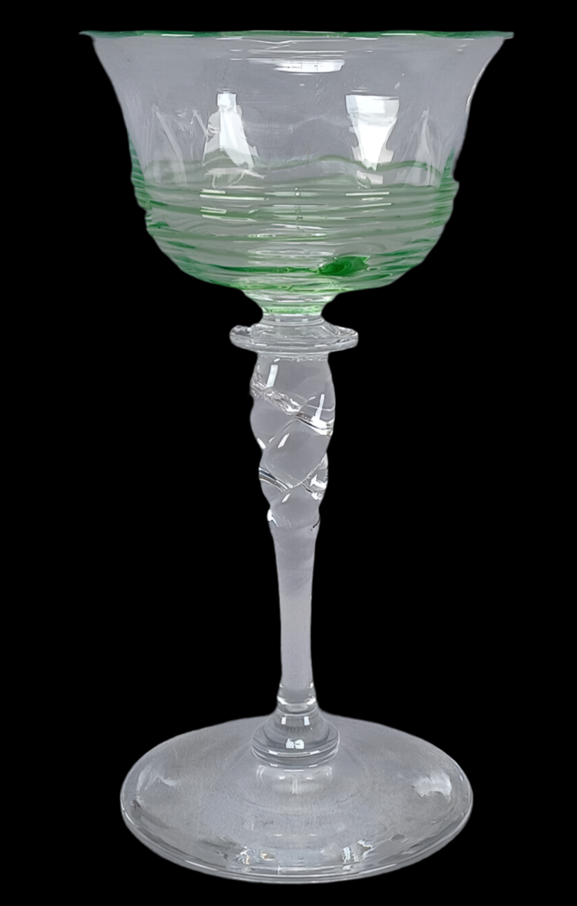 Steuben #6404 Green Reeded 6 1/8 Inch Wine