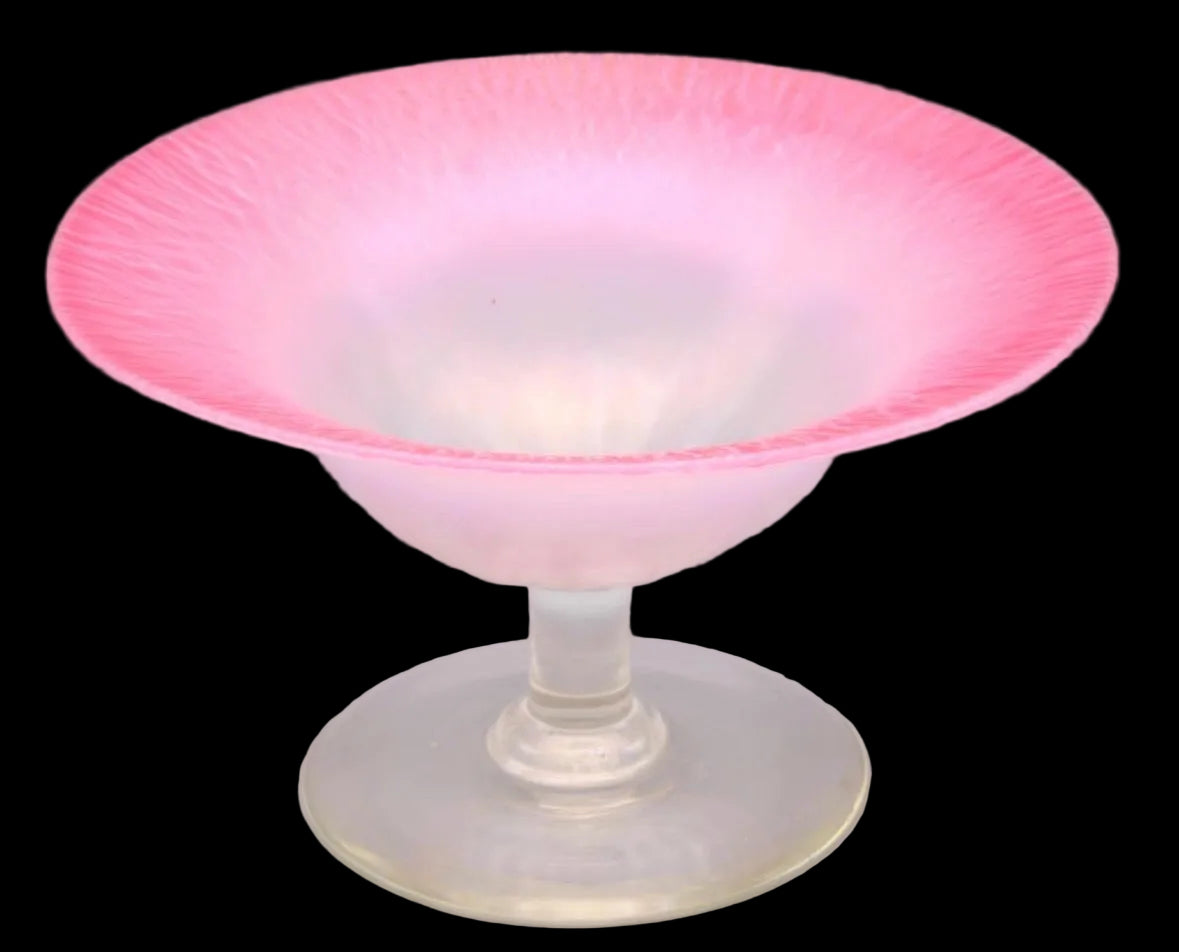 Tiffany Studios Favrile Pastel Pink Stretch Glass Compote, Early 20th Century