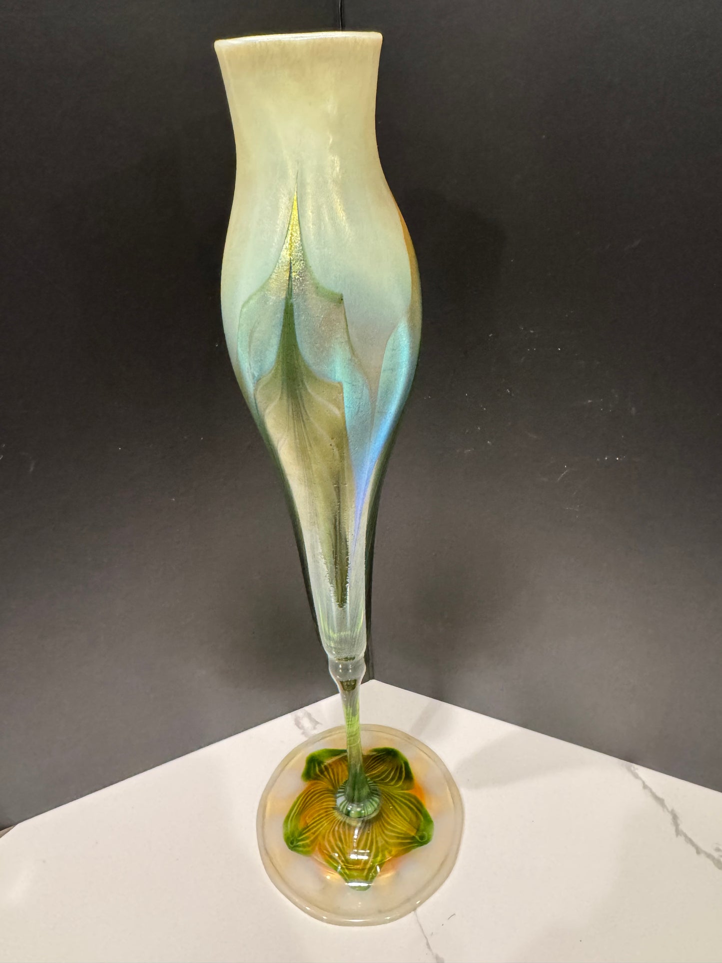 Monumental Tiffany Studios Calyx Floriform Favrile Vase