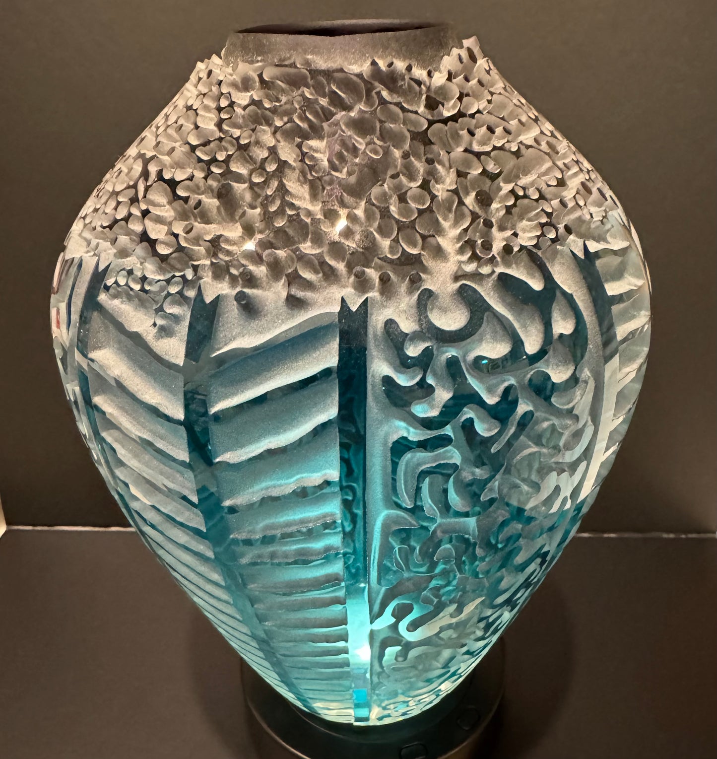 Debra May Sandblasted Art Glass Vase