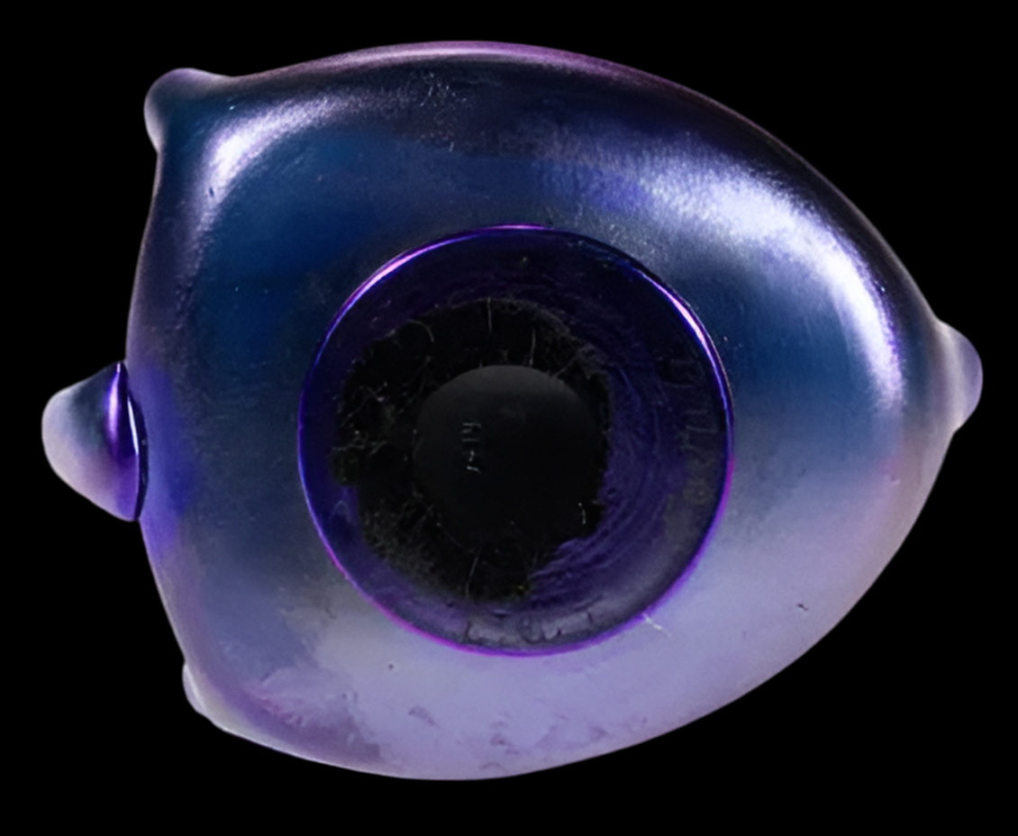 TIFFANY STUDIOS BLUE IRIDESCENT ART GLASS HANDLED NAPPY
