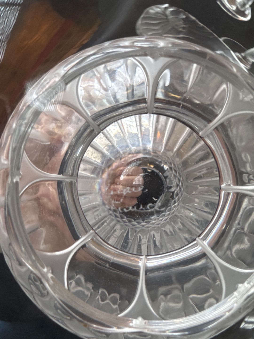 Large Lalique France Crystal Hossegor Snifter Footed Vase