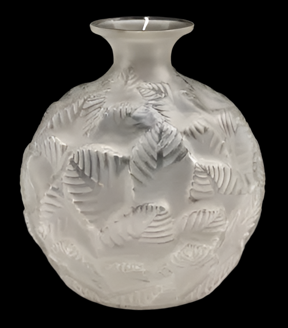 Rene Lalique Ormeaux Frost Glass Vase c1930