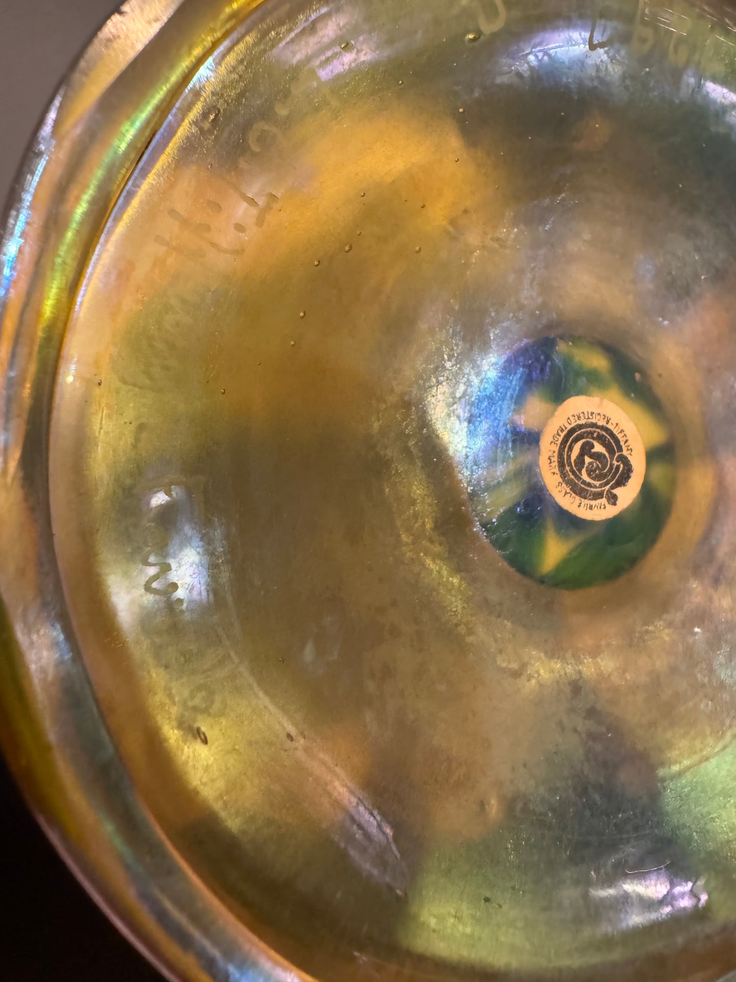 L.C. Tiffany Favrile Gold Iridescent Flower Form Compote / Vase — Signed with Original Paper Label, c. Early 20th Century
