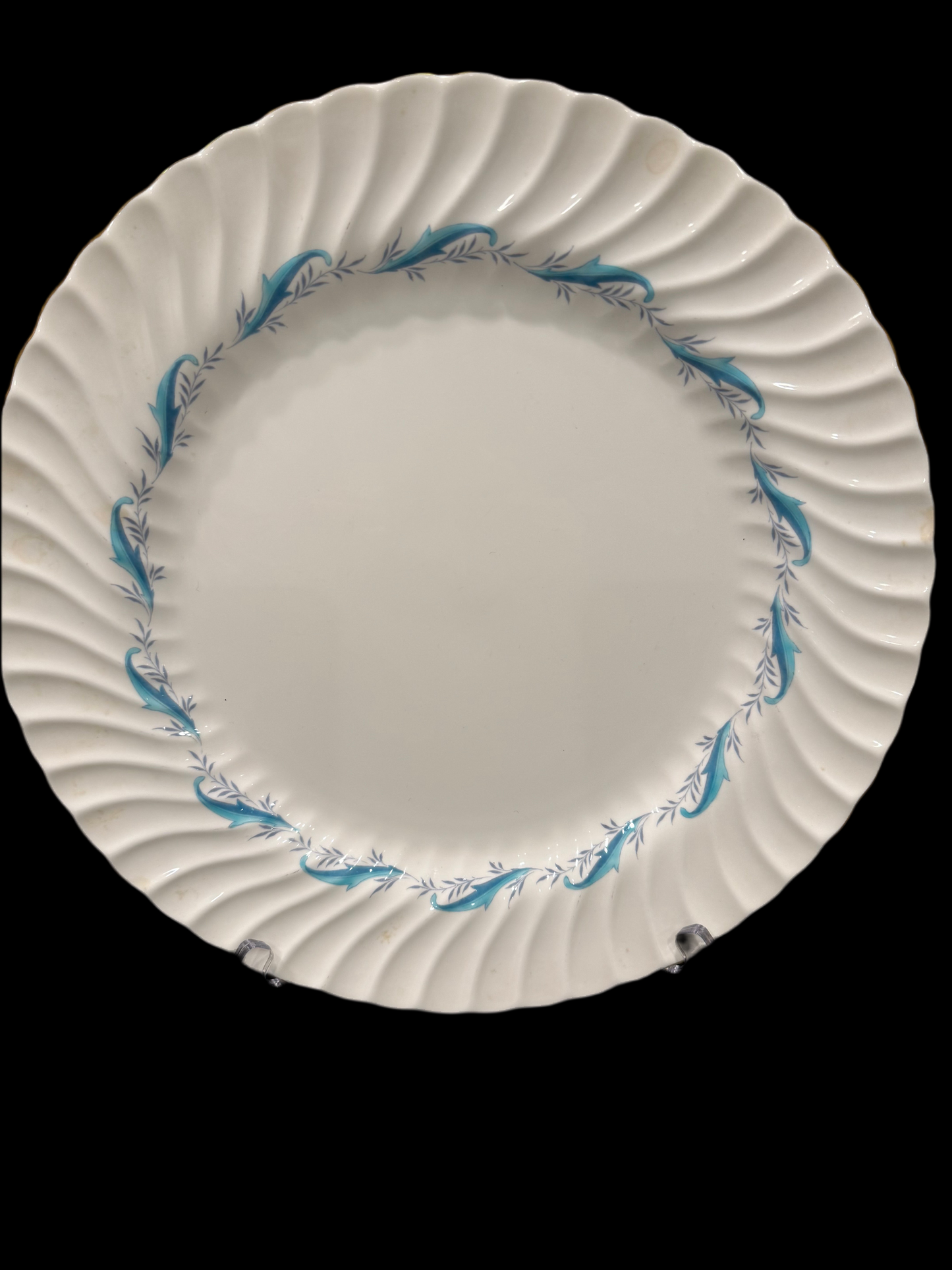 Minton Downing Bone China Large Serving Platter Aqua Scroll 1955-1975 England EC