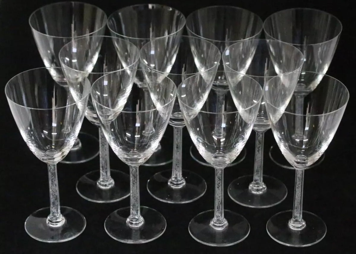 Lalique Phalsbourg Bordeaux Wine Glass Crystal France Signed Set Of 11