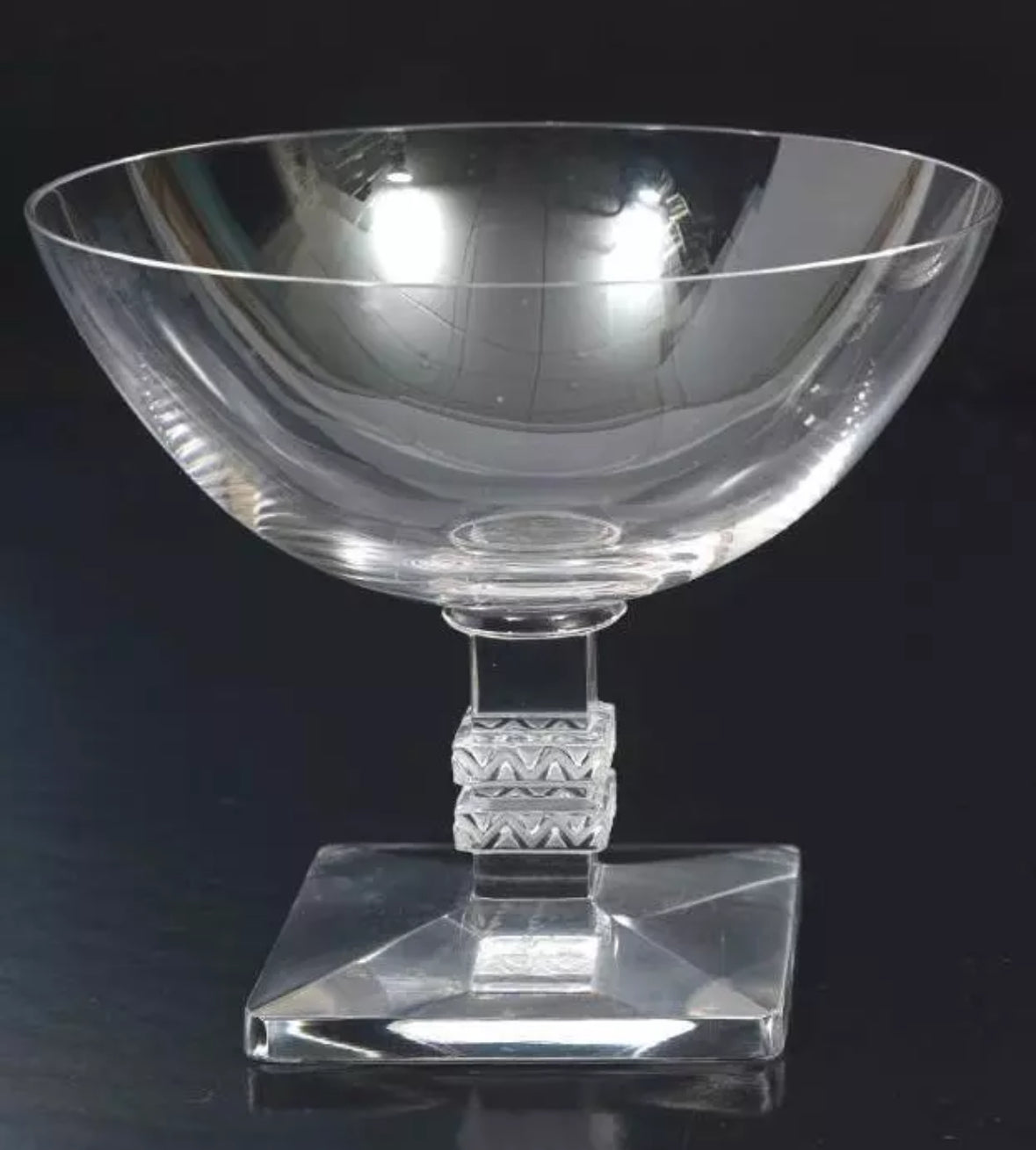 Lalique Crystal ARGOS Square Base Champagne/Tall Sherbet 3 1/2" T x 4 1/8"