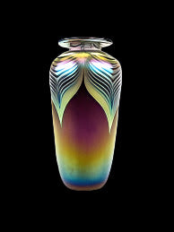 STUART ABELMAN PULLED FEATHER ART GLASS VASE