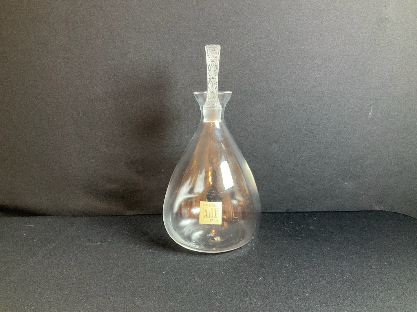 Lalique France Phalsbourg Crystal Decanter with Stopper 9.75"