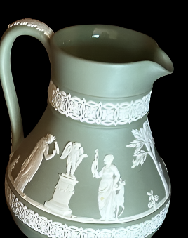 Greek god green antique pitcher