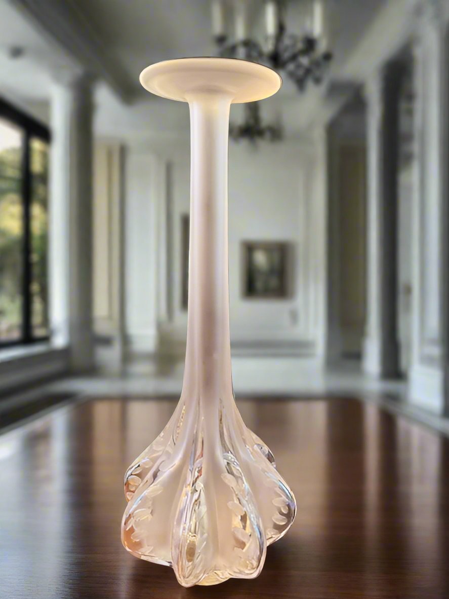 SPECTACULAR LALIQUE CLEAR & FROSTED "CLAUDE" 14" VASE