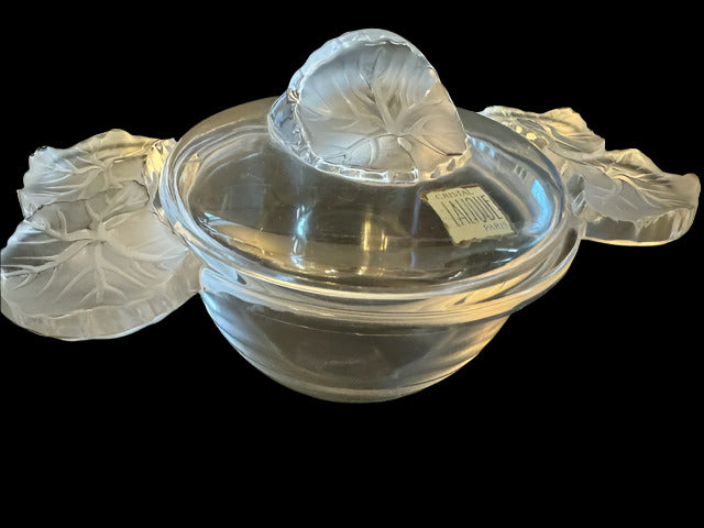 Lalique Crystal Lidded Lillypad Candy Dish