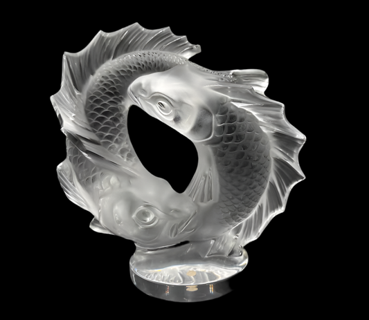 Massive Lalique France Crystal “Deux Poissons”