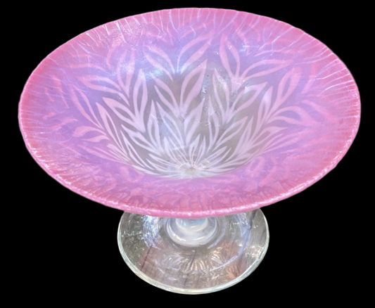 Tiffany Studios Laurel Leaf Pastel Pink Compote