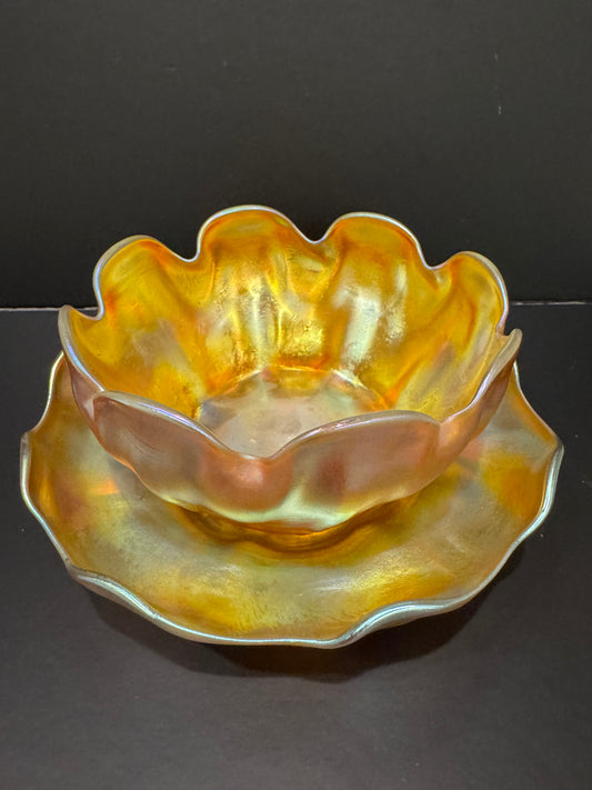 Tiffany Studios Ruffled Bowl and Underplate