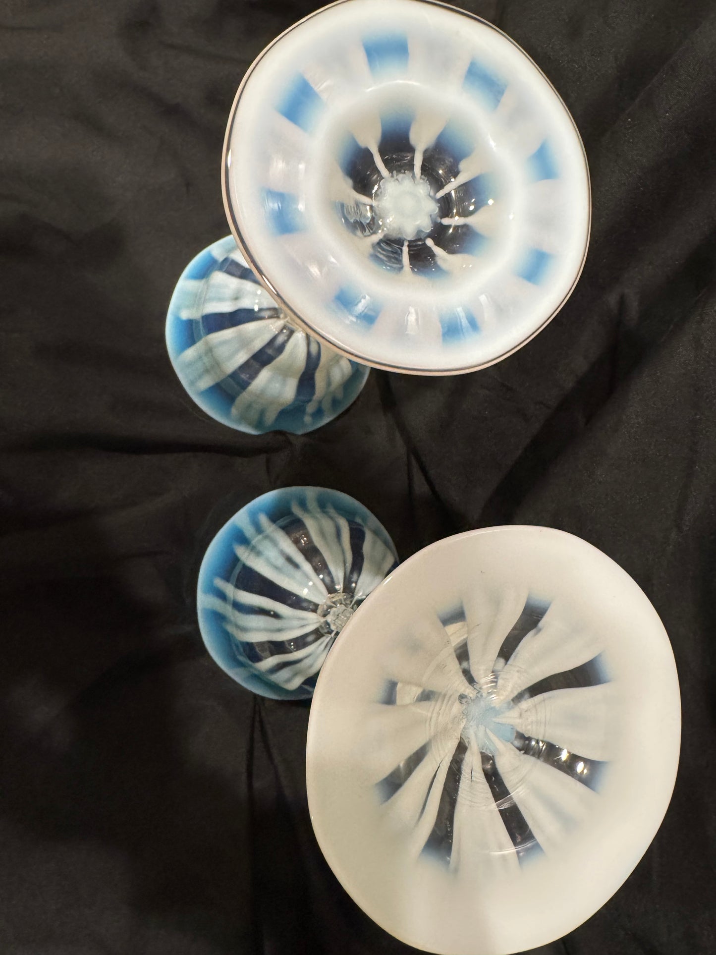 Pair of Pastel Opalescent Goblets by Louis Comfort Tiffany / Tiffany Studios