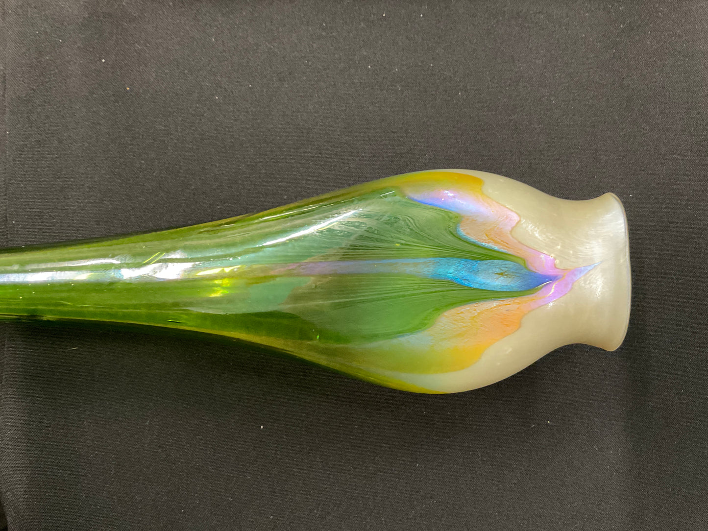 L.C. Tiffany Favrile Art Glass Calyx Floriform Vase, 16½" Tall, Signed L.C.T. M453 with Original Paper Label