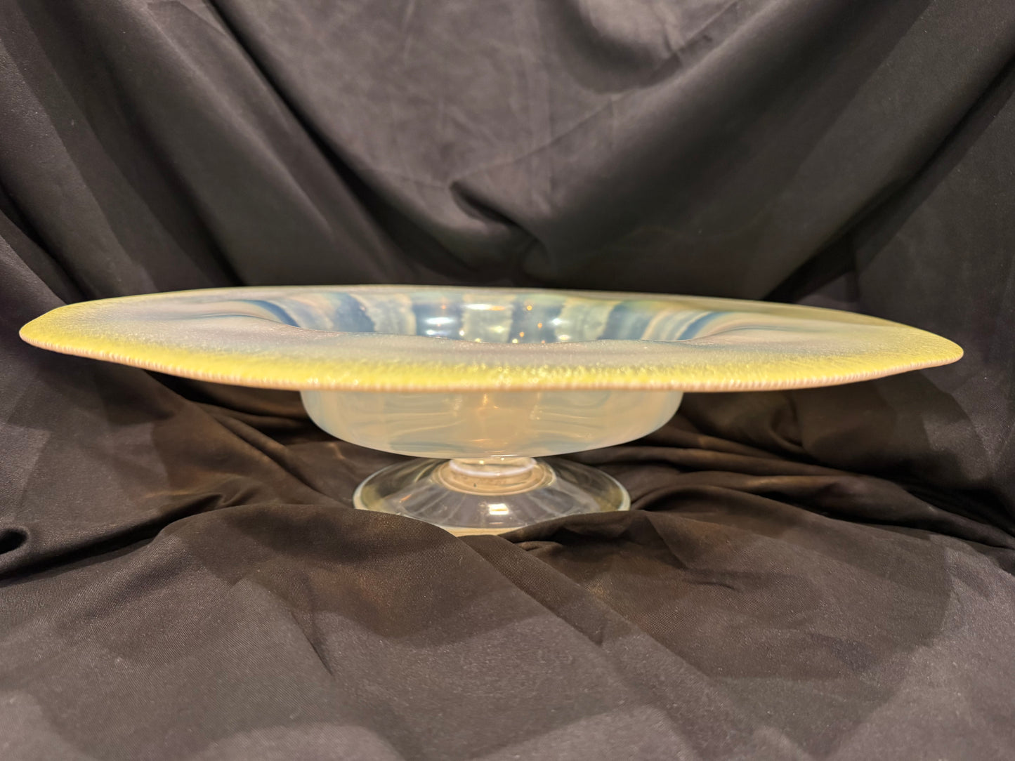 Tiffany Studios Pastel Favrile Glass Footed Centerpiece Bowl, Model 1928, 16 Inches