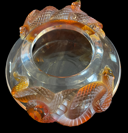 Lalique Serpent Bowl Amber