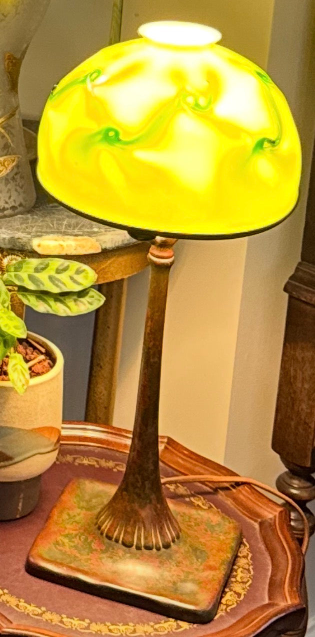 Tiffany Studios Bronze Boudoir Lamp w/ Favrile “ Pigtail” Shade