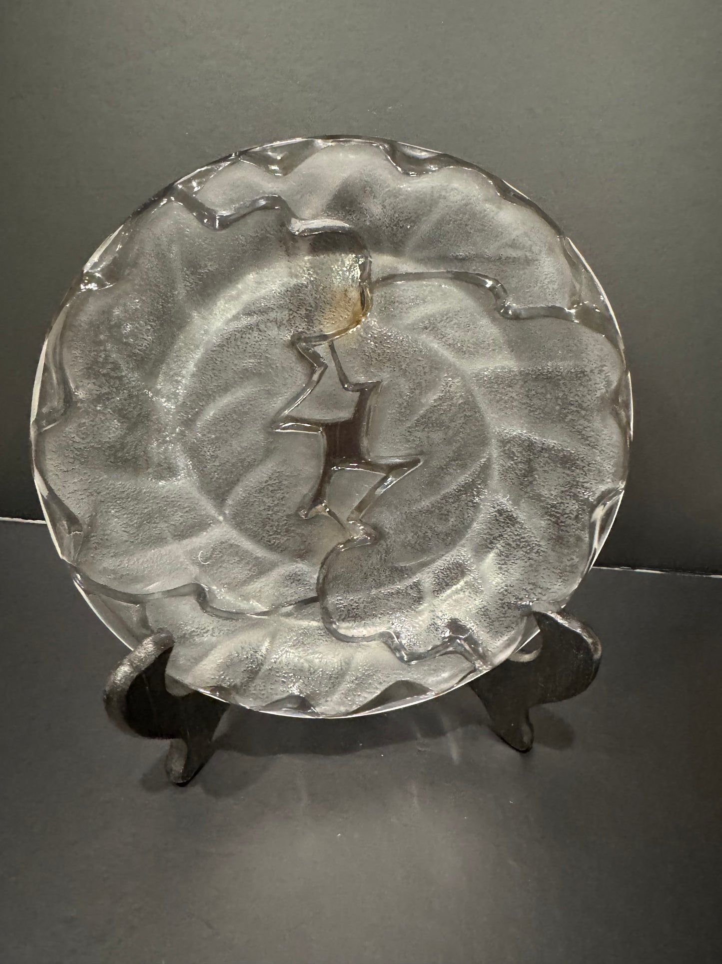 Lalique Frosted Crystal CHENE Oak Leaf Plate