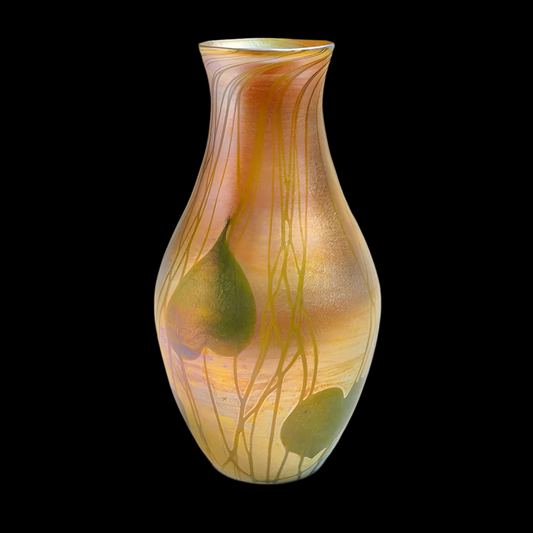 Massive Louis Comfort Tiffany Studios Favrile Glass Iridescent Leaf and Vine Vase