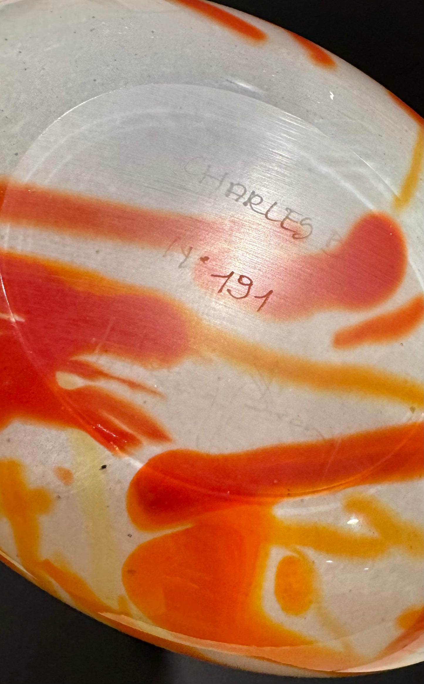 Henry Dean Abstract Art Glass Pillow Vase, Signed Charles B, No. 191