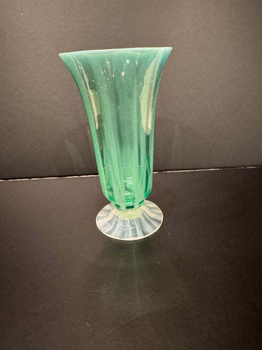 Tiffany Studios Rare Green Pastel Juice Glass with Opalescent Foot, 5"