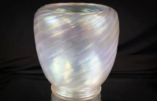 Steuben Glass Works "Verre de Soie" Ribbed & Swirled Vase, Corning, New York — circa 1903–1930