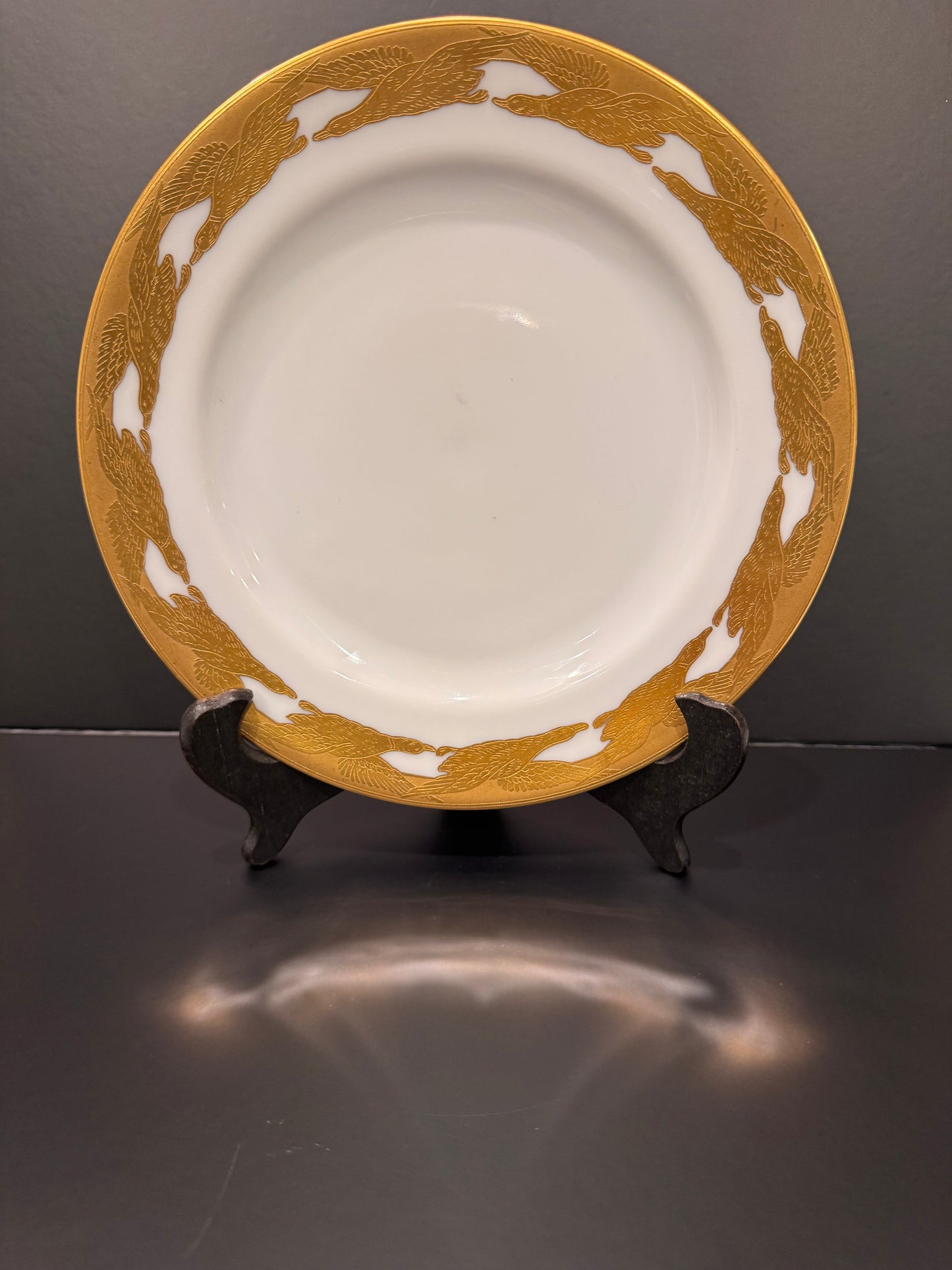 Tiffany & Co New York Mallard Duck Gold Encrusted 10 Inch Cabinet Plate Antique
