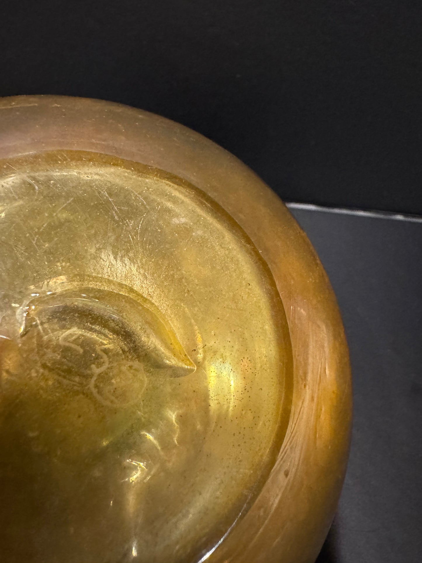 Lundberg Studios Gold Aurene Iridescent Art Glass Perfume Bottle with Stopper – Signed