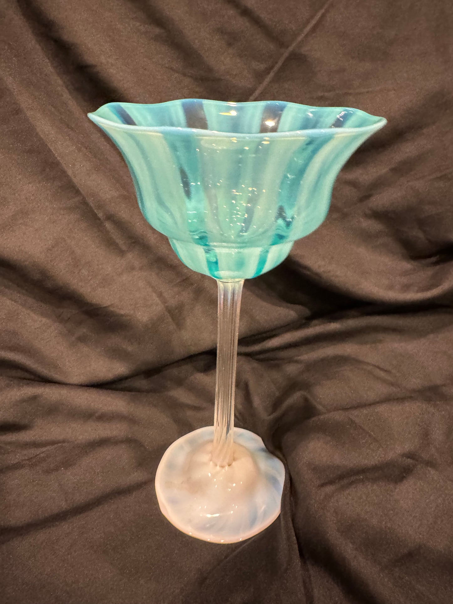 Pastel Opalescent Compote by Louis Comfort Tiffany / Tiffany Studios - Turquoise Art Glass
