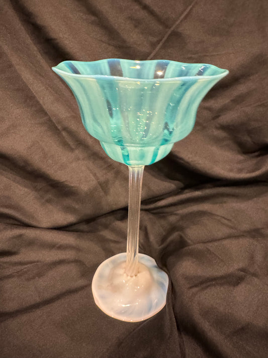 Pastel Opalescent Compote by Louis Comfort Tiffany / Tiffany Studios - Turquoise Art Glass
