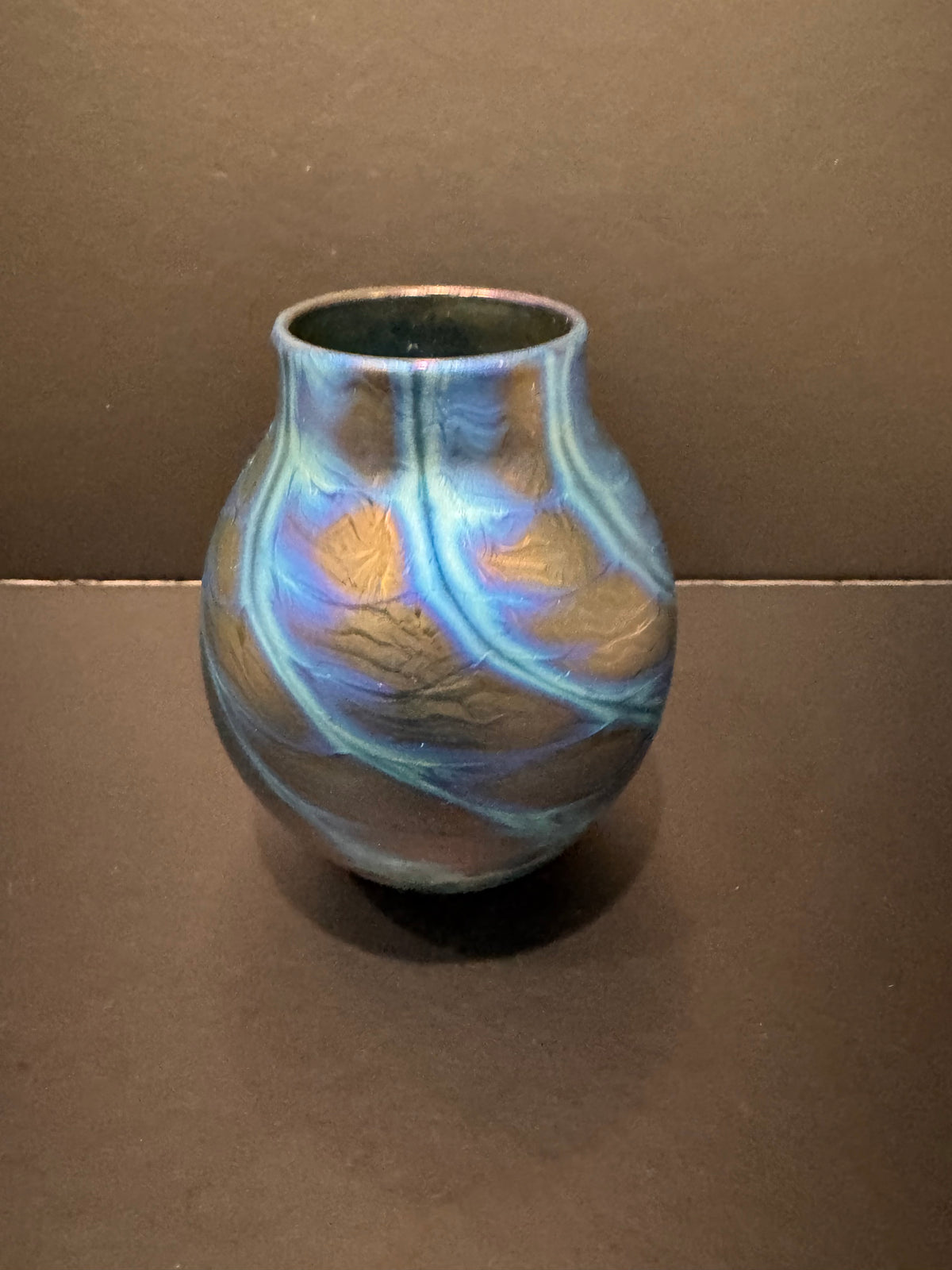 Charles Lotton Iridescent Art Glass Vase — Signed and Dated 1980