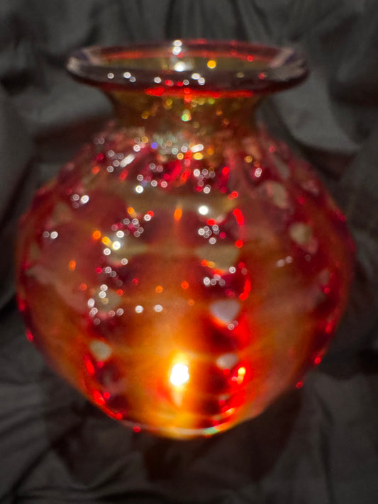 Fratelli Toso Murano Glass Vase with Rare Technique - 14"