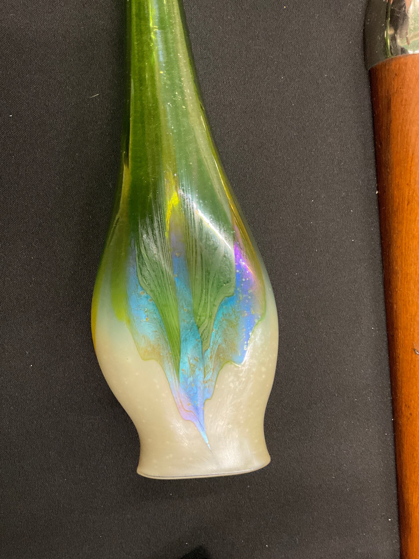 L.C. Tiffany Favrile Art Glass Calyx Floriform Vase, 16½" Tall, Signed L.C.T. M453 with Original Paper Label