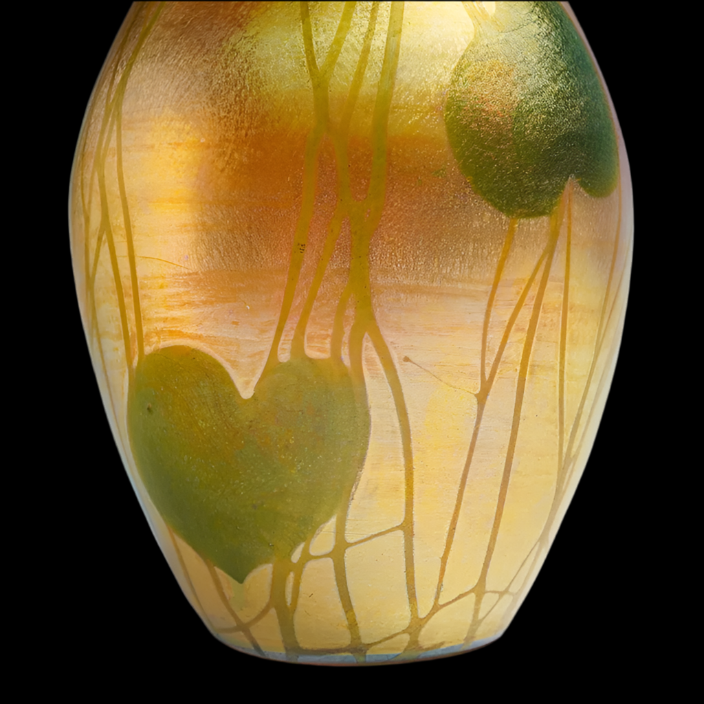 Massive Louis Comfort Tiffany Studios Favrile Glass Iridescent Leaf and Vine Vase