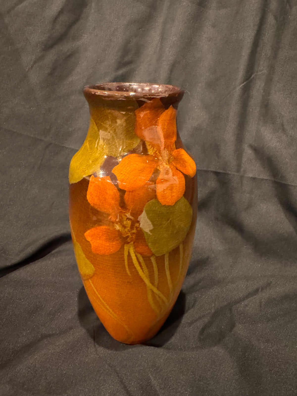 Antique Rookwood Pottery Standard Glaze Nasturtium Vase c.1899, Leona Van Briggle, 8"