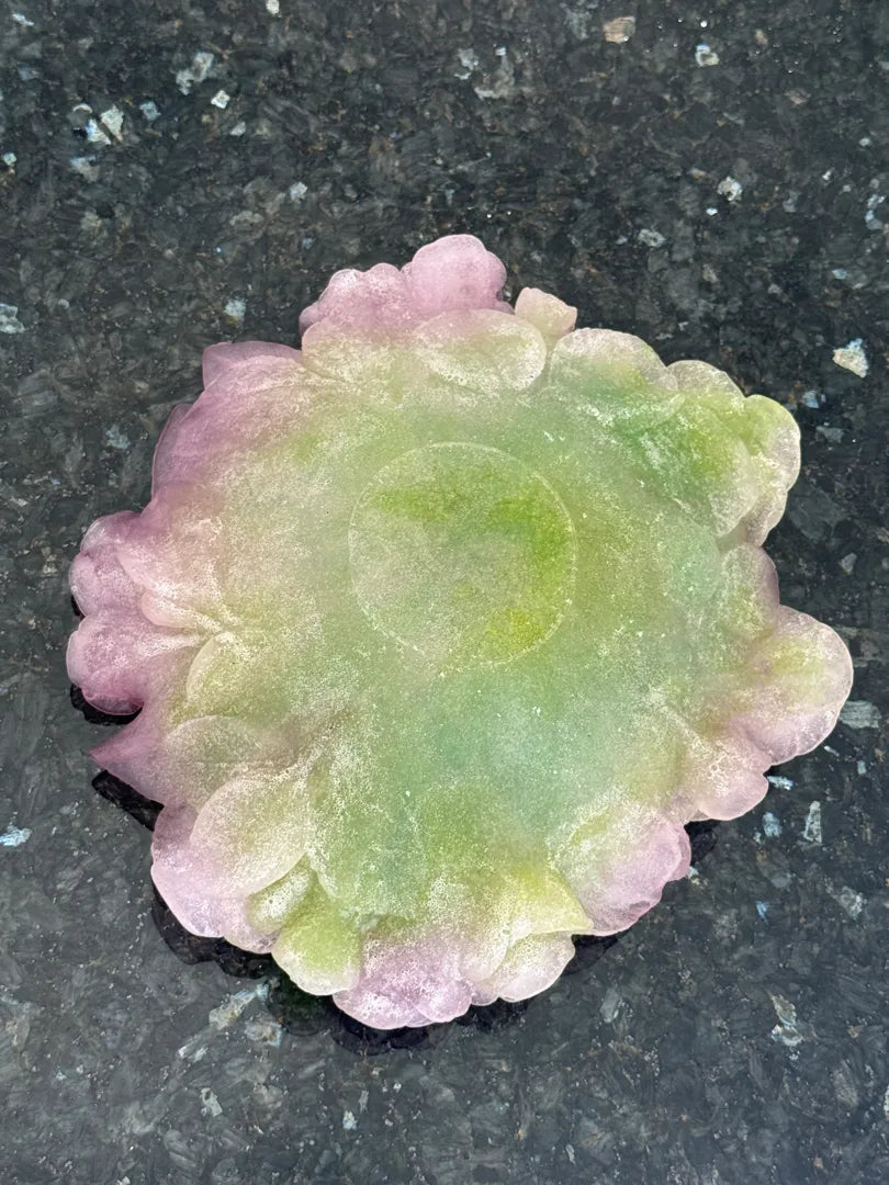 Daum France Lavender and Green Pâte de Verre “Rose” Bowl