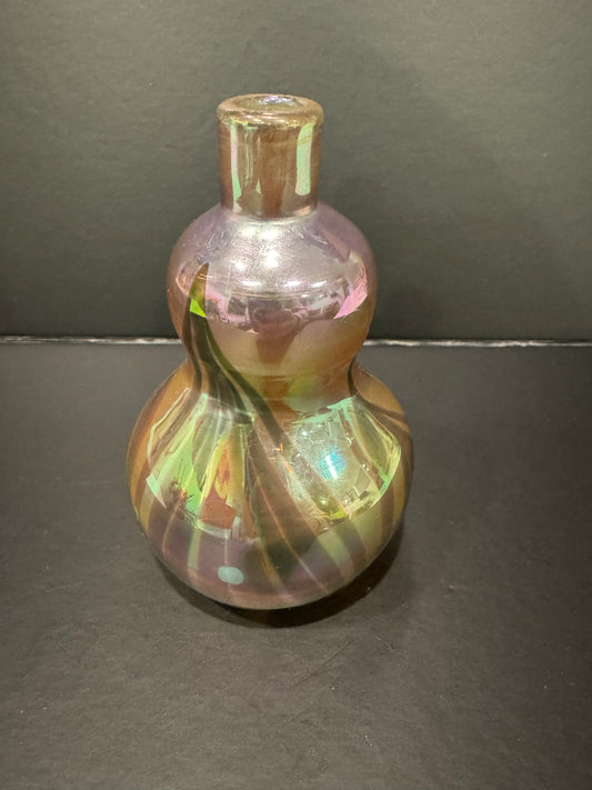 Tiffany Studios Favrile Pulled Feather Reactive Glass Vase, Double-Gourd Form, Circa 1900-1920