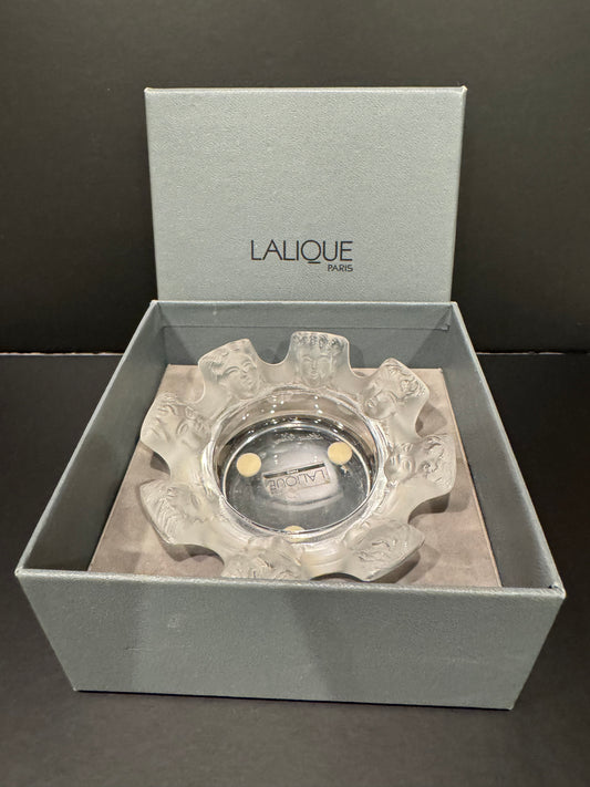 Lalique Frosted Crystal St Nicholas Cherub Ashtray Trinket Dish Mint Condition
