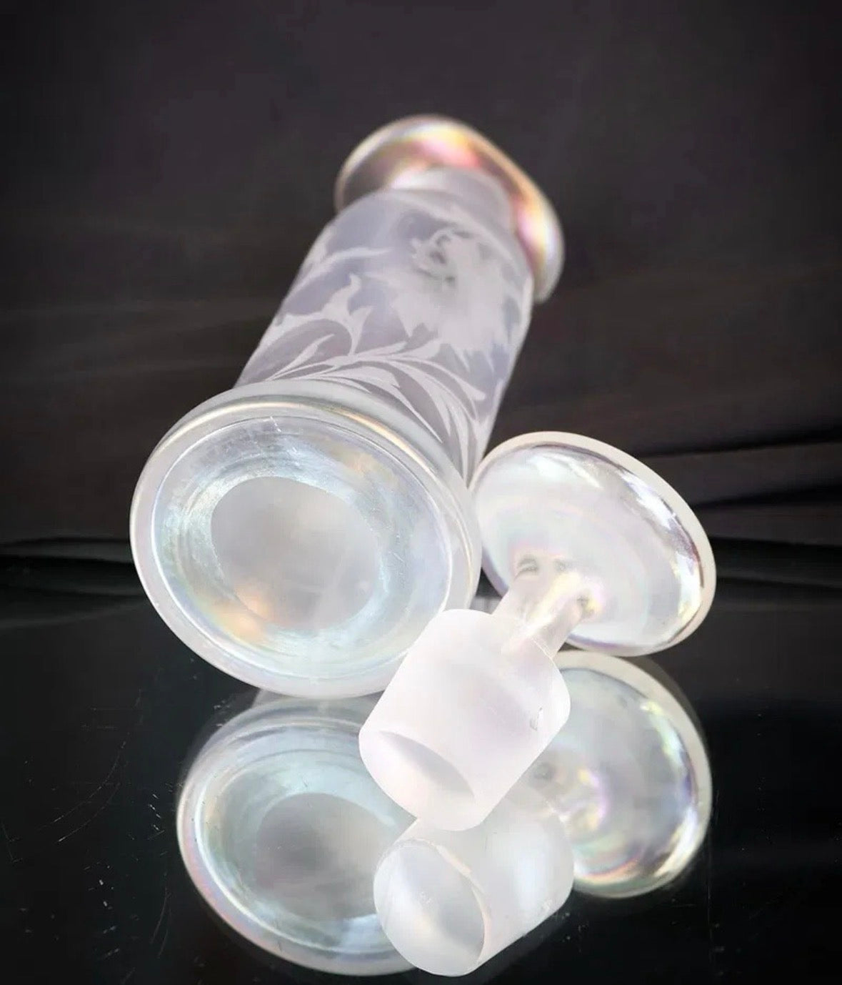 Steuben Glass Works "Verre de Soie" Vinegar Cruet with Stopper, Engraved by T.G. Hawkes & Co., Corning, New York — circa 1910–1920