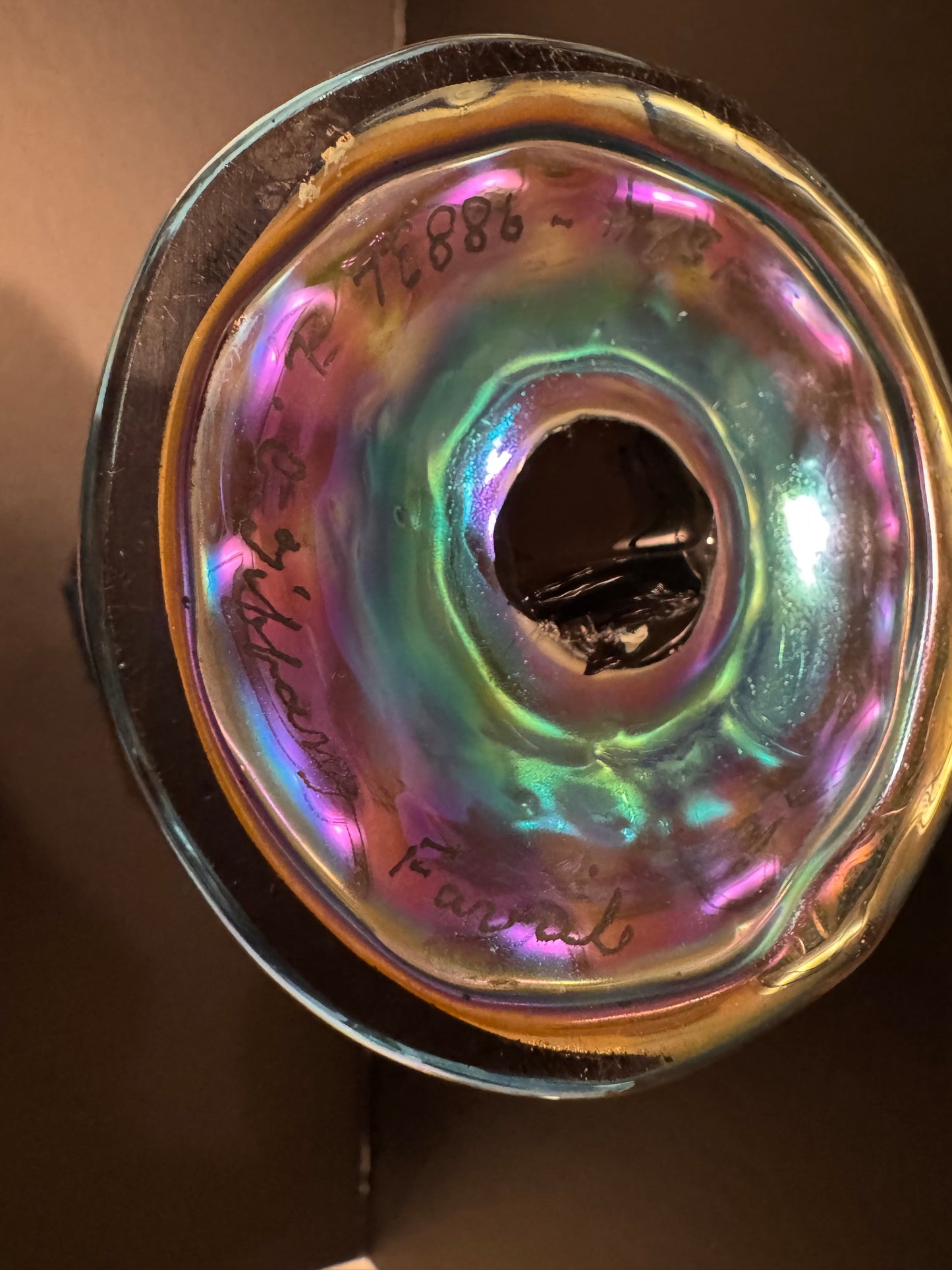 Tiffany Studios Blue Favrile Art Glass Floriform Vase, Signed L.C.T. Favrile