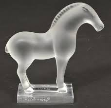 Lalique France Crystal Cheval Tang Horse Paperweight Figurine