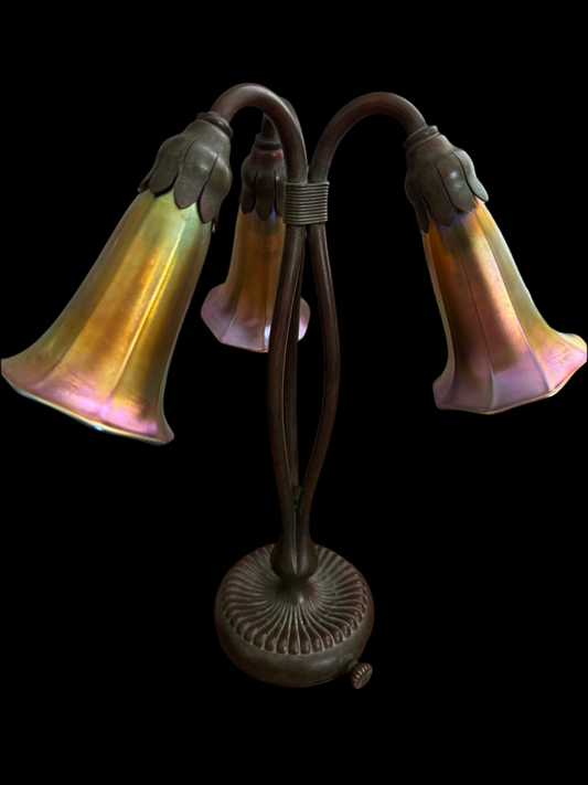 Tiffany Studios 3 light lily table Lamp