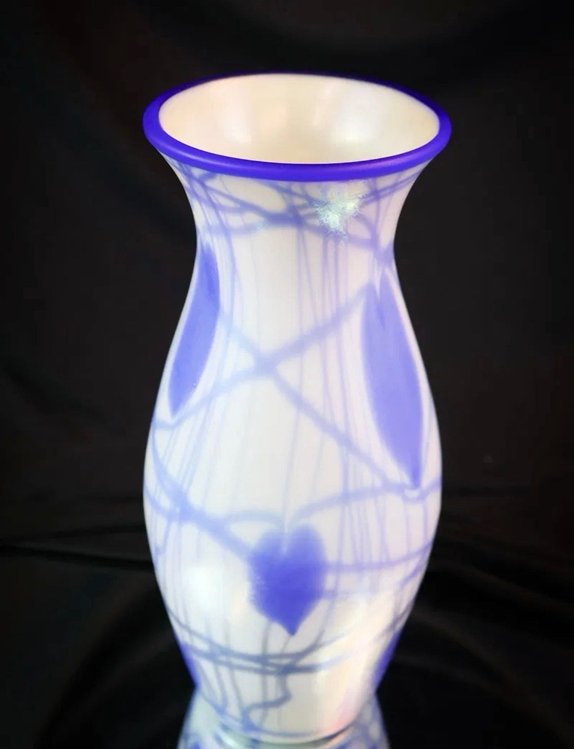 Imperial Freehand Iridescent Art Glass Heart & Vine Vase