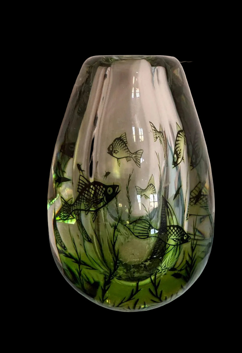 Orrefors Graal "Fish" Vase by Edward Hald