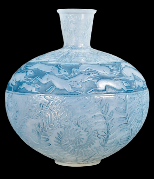 1923 René Lalique - Vase Lievres Hares Rabbits